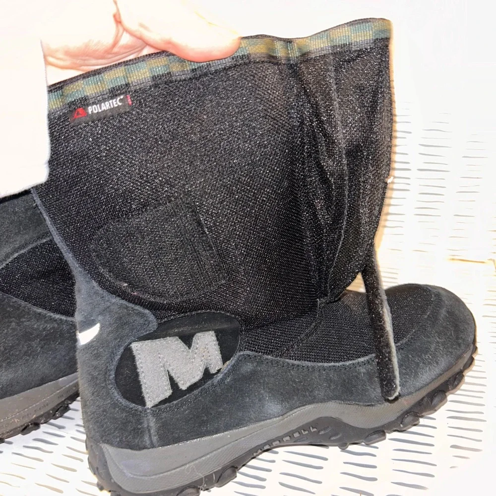 Merrell Ember Waterproof Kids Black Snow Boots Polartec Youth 5.5 86155‎